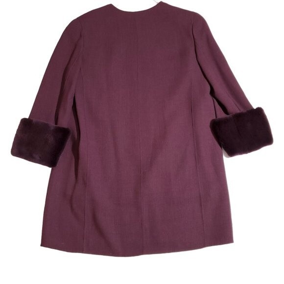 Vintage Mila Schon Faux Fur Cuff Open Blazer Jacket Women's Size 8 40 Red Italy - Picture 2 of 12